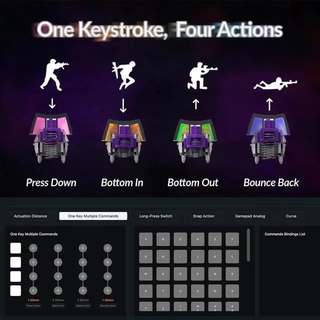 Alt view image 6 of 7 - Keychron Q6 HE Custom Knob Full Metal Mechanical Gaming Keyboard, Full Size Hot-Swappable with Hall Effect Gateron Double-Rail Magnetic Nebula Switch, 2.4 GHz/Bluetooth/Wired - Carbon Black