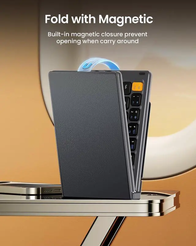 Alt view image 3 of 7 - ProtoArc Foldable Compact Keyboard, XK04 Portable Bluetooth Keyboard with PU Leather Cover, Pocket-Sized Wireless Travel Keyboard for iPad iPhone Smartphone Tablet Laptop (Gray)