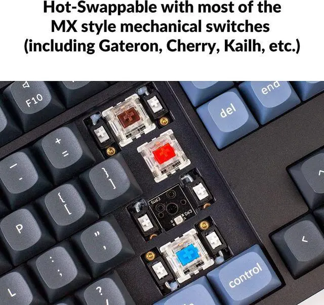 Alt view image 2 of 7 - Keychron V1 Hot-swappable Custom Mechanical Keyboard, 75% Layout Knob QMK/VIA Programmable RGB Backlight, Type-C Wired with Keychorn K Pro Brown Switch for Mac Windows - Frosted Black (Translucent)