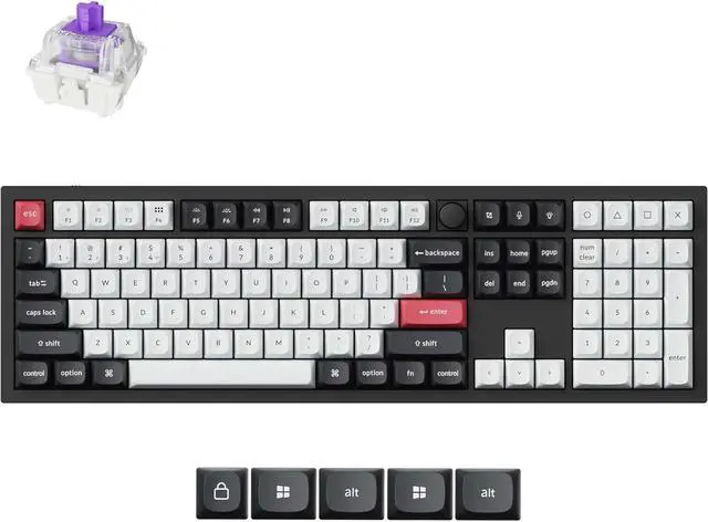 Main image of Keychron Q6 HE Wireless Custom Mechanical 100% Full Keyboard, 2.4 GHz/Bluetooth/Wired QMK Rapid Trigger Hot-Swappable Programmable Gateron Double-Rail Magnetic Switches for Mac Windows, Carbon Black
