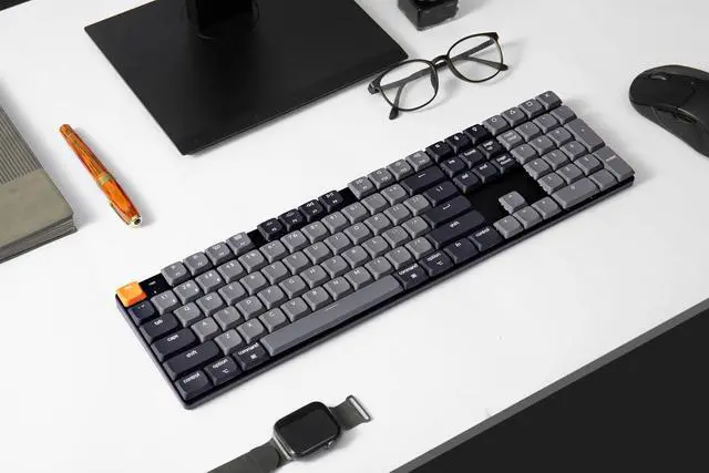 Alt view image 2 of 7 - Keychron K5 QMK Ultra-Slim Wireless Bluetooth/Wired Mechanical Keyboard, White LED Backlight, Keychron Low-Profle 2.0 Mechanical Brown Switch for Mac/Windows/Linux(Version 2)