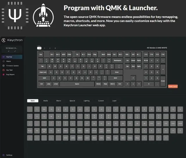 Alt view image 3 of 7 - Keychron K5 QMK Ultra-Slim Wireless Bluetooth/Wired Mechanical Keyboard, White LED Backlight, Keychron Low-Profle 2.0 Mechanical Brown Switch for Mac/Windows/Linux(Version 2)