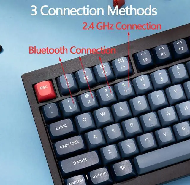 Alt view image 3 of 7 - Keychron V1 Max Wireless Custom Mechanical Keyboard, QMK/VIA Programmable 75% Layout Bluetooth 5.1/2.4 GHz/Wired RGB with Hot-swappable Gateron Jupiter Red Switch Compatible with Mac Windows Linux