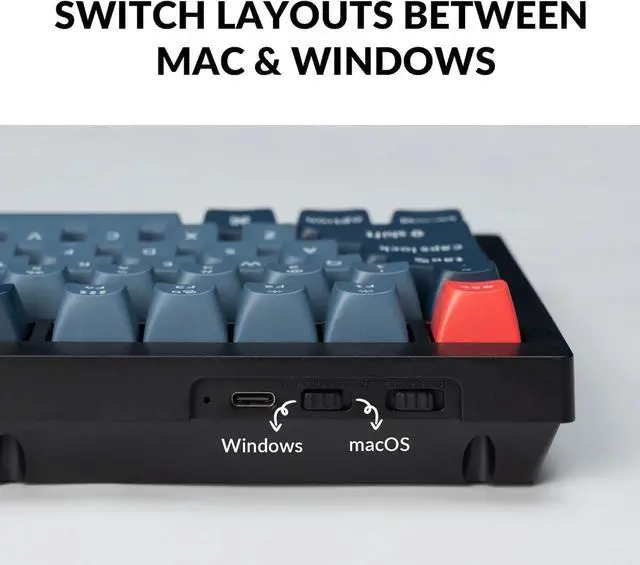 Alt view image 6 of 7 - Keychron V1 Max Wireless Custom Mechanical Keyboard, QMK/VIA Programmable 75% Layout Bluetooth 5.1/2.4 GHz/Wired RGB with Hot-swappable Gateron Jupiter Red Switch Compatible with Mac Windows Linux