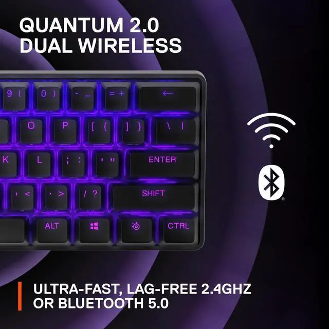 Alt view image 6 of 7 - SteelSeries Apex Pro Mini Wireless HyperMagnetic Gaming Keyboard - World's Fastest Keyboard Compact 60% Form Factor - Adjustable Actuation - RGB  PBT Keycaps- Bluetooth  2.4GHz - USB-C