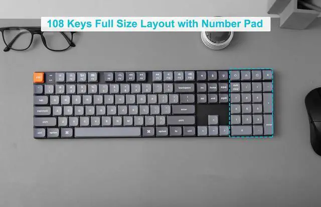 Alt view image 4 of 7 - Keychron K5 Max Ultra-Slim Wireless Mechanical Keyboard, QMK/VIA Programmable Bluetooth 5.1/2.4 GHz/Wired with White Backlight Low Profile Gateron Red Switch Compatible with Mac Win Linux
