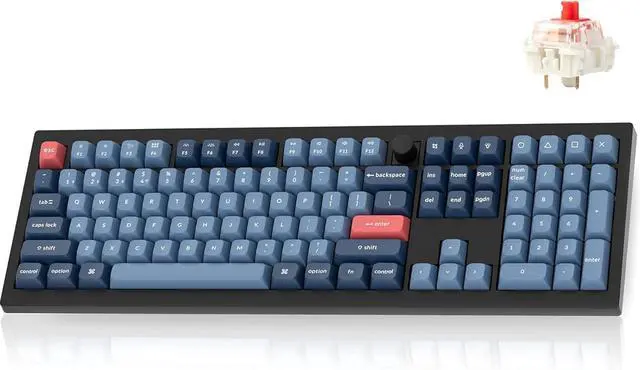 Main image of Keychron V6 Max Wireless Custom Knob Mechanical Keyboard, QMK/VIA Programmable Full Size Bluetooth 5.1/2.4 GHz/Wired RGB with Hot-swappable Gateron Jupiter Red Switch Compatible with Mac Windows Linux