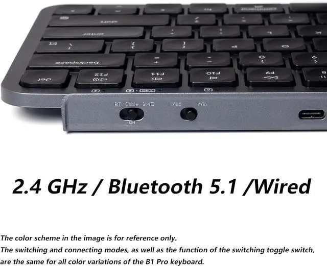 Alt view image 7 of 7 - Keychron B1 Pro Quiet Key Ultra-Slim Wireless Keyboard, ZMK Programmable 75% Layout Bluetooth 5.1/2.4 GHz/Wired with Ultra-Long Battery Life Low Profile for Mac Win Linux System - Ivory White