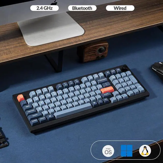 Alt view image 4 of 7 - Keychron V5 Max Wireless Custom Knob Mechanical Keyboard, QMK/VIA Programmable 96% Layout Bluetooth 5.1/2.4 GHz/Wired RGB with Hot-swappable Gateron Jupiter Red Switch Compatible with Mac Windows