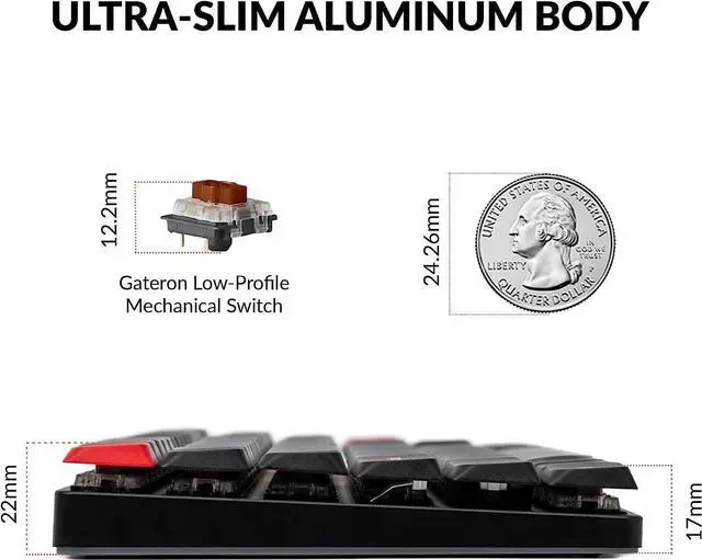 Alt view image 7 of 7 - Keychron K3 Max Ultra-slim Wireless Mechanical Keyboard, QMK/VIA Programmable Bluetooth 5.1/2.4 GHz/Wired with White Backlight Low Profile Gateron Mechanical Brown Switch Compatible with Mac Win Linux