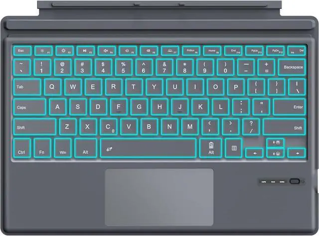 Main image of MoKo Type Cover for Microsoft Surface Pro 7 Plus/7/6/5/4/3, Ultra-Slim Wireless Bluetooth Keyboard With Trackpad, 7-Color LED Backlit, Built-in Rechargeable Battery, Gray