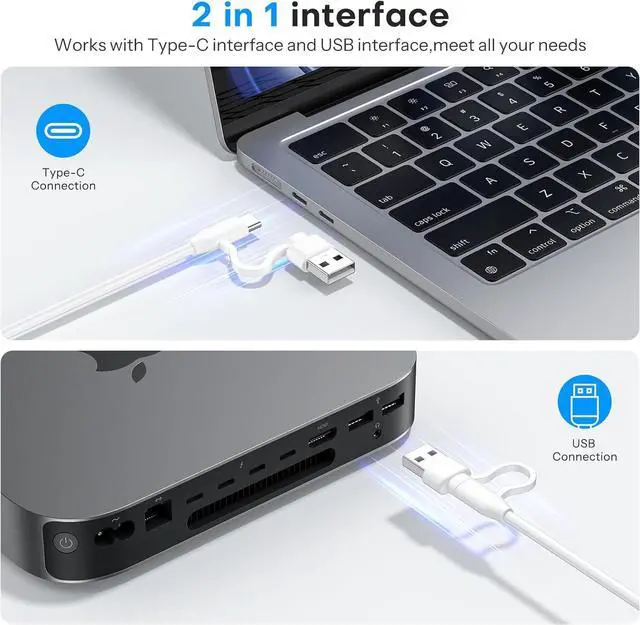 Alt view image 2 of 7 - OMOTON Full-Size Wired Keyboard for Mac, Slim Dual Interface (USB and Type-C) Numeric Keypad for MacBook Pro/Air, iMac, iMac Pro, Mac mini/Pro Laptop, Silver