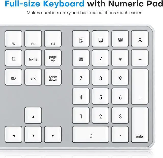 Alt view image 4 of 7 - OMOTON Wired Keyboard Compatible with Mac, Dual Interface (USB and Type-C) Compatible with MacBook Pro/Air, iMac, Mac mini/Pro Laptop, Full-Size Keyboard with Numeric Keypad, Silver