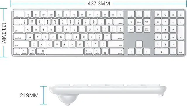 Alt view image 6 of 7 - OMOTON Wired Keyboard Compatible with Mac, Dual Interface (USB and Type-C) Compatible with MacBook Pro/Air, iMac, Mac mini/Pro Laptop, Full-Size Keyboard with Numeric Keypad, Silver