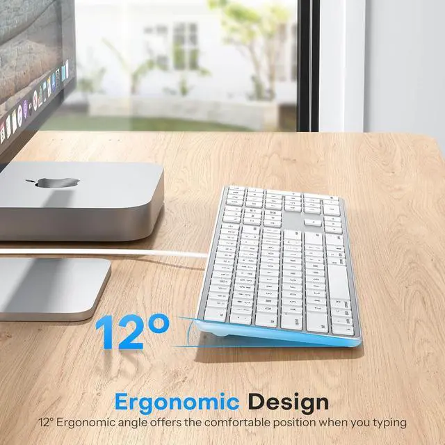 Alt view image 5 of 7 - OMOTON Full-Size Wired Keyboard for Mac, Slim Dual Interface (USB and Type-C) Numeric Keypad for MacBook Pro/Air, iMac, iMac Pro, Mac mini/Pro Laptop, Silver