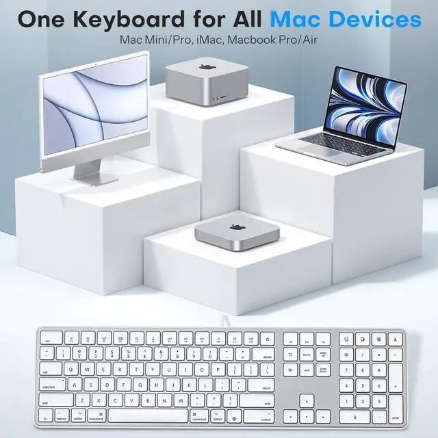 Alt view image 7 of 7 - OMOTON Full-Size Wired Keyboard for Mac, Slim Dual Interface (USB and Type-C) Numeric Keypad for MacBook Pro/Air, iMac, iMac Pro, Mac mini/Pro Laptop, Silver