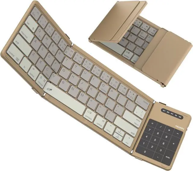 Main image of Nillkin Cube Pocket Foldable Keyboard with Touchpad Numerical Pad for Travel Meeting for Tablet,Mobile Phone,Laptop, Full Size (Small) Keyboard (Khaki)