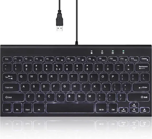 Main image of Perixx PERIBOARD-429 US Wired Mini Backlit Keyboard - Thin and Silent Scissor Keys - White Backlight Color - US English