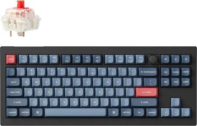 Main image of Keychron V3 Max Wireless Custom Knob Mechanical Keyboard, QMK/VIA Programmable 80% Layout Bluetooth 5.1/2.4 GHz/Wired RGB with Hot-swappable Gateron Jupiter Red Switch Compatible with Mac Windows