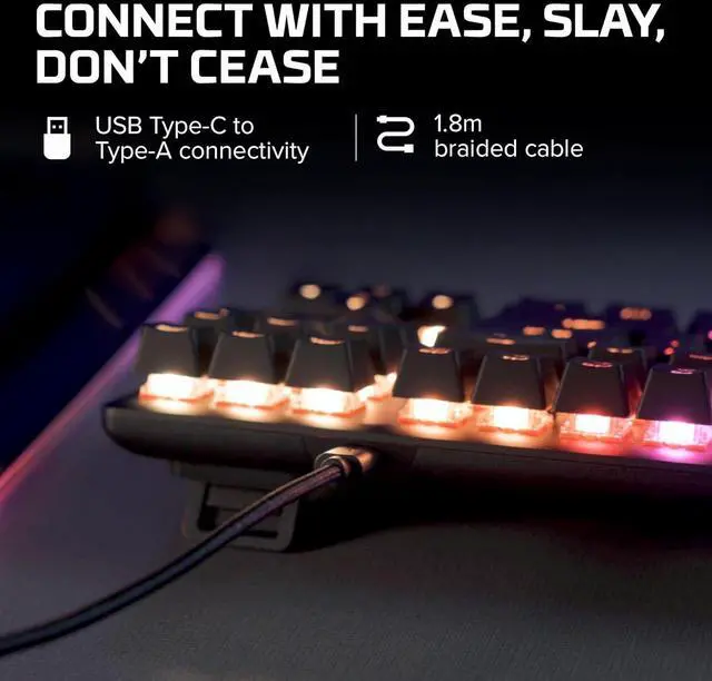 Alt view image 2 of 7 - HyperX Alloy Origins Core - Tenkeyless Mechanical Gaming Keyboard, Software Controlled Light & Macro Customization, Compact Form Factor, RGB LED Backlit, Linear HyperX Red Switch,Black