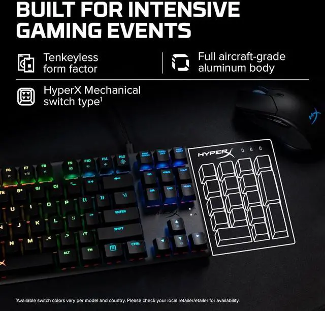 Alt view image 4 of 7 - HyperX Alloy Origins Core - Tenkeyless Mechanical Gaming Keyboard, Software Controlled Light & Macro Customization, Compact Form Factor, RGB LED Backlit, Linear HyperX Red Switch,Black