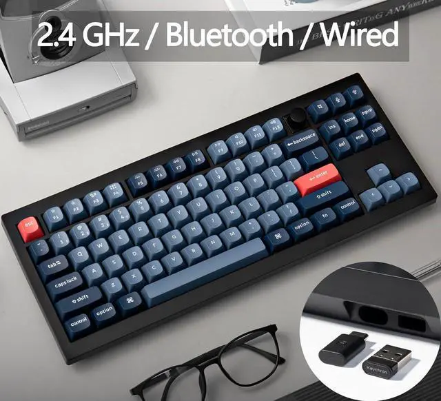 Alt view image 4 of 7 - Keychron V3 Max Wireless Custom Knob Mechanical Keyboard, QMK/VIA Programmable 80% Layout Bluetooth 5.1/2.4 GHz/Wired RGB with Hot-swappable Gateron Jupiter Brown Switch Compatible with Mac Windows