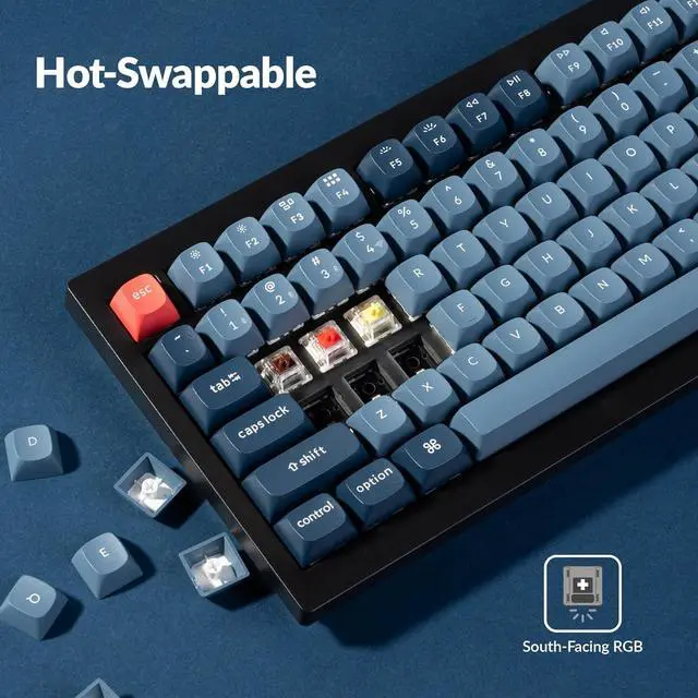 Alt view image 6 of 7 - Keychron V3 Max Wireless Custom Knob Mechanical Keyboard, QMK/VIA Programmable 80% Layout Bluetooth 5.1/2.4 GHz/Wired RGB with Hot-swappable Gateron Jupiter Brown Switch Compatible with Mac Windows