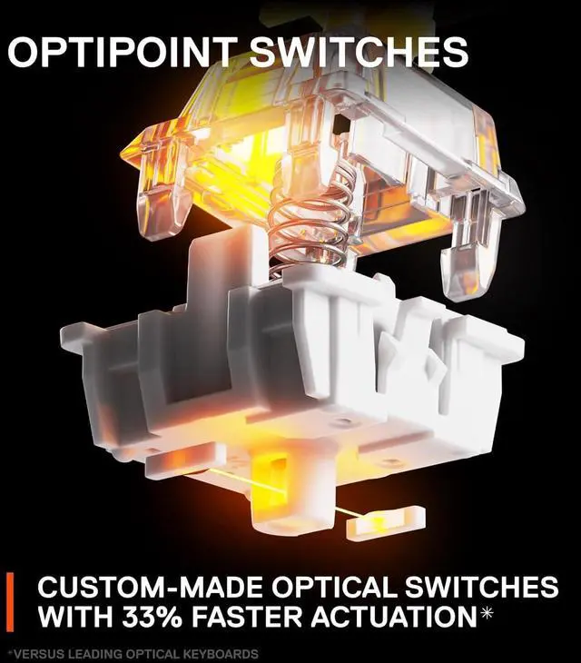 Alt view image 4 of 7 - New SteelSeries Apex 9 TKL  HotSwap Optical Mini Keyboard  TKL Esports Design  Optical Switches  RGB Customization  Aluminum Alloy Frame  Double Shot PBT Keycaps