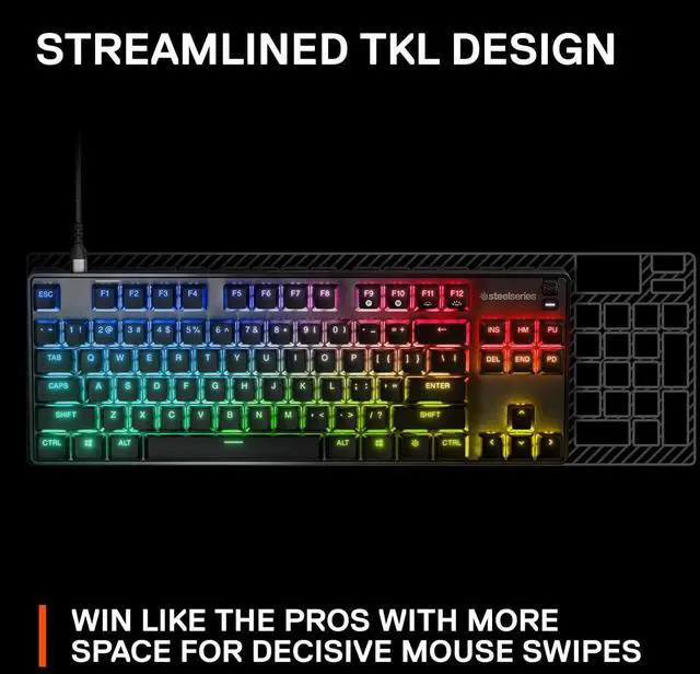 Alt view image 7 of 7 - New SteelSeries Apex 9 TKL  HotSwap Optical Mini Keyboard  TKL Esports Design  Optical Switches  RGB Customization  Aluminum Alloy Frame  Double Shot PBT Keycaps