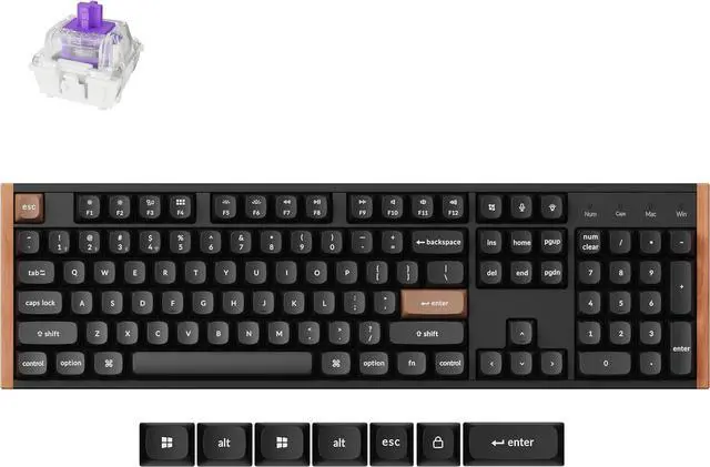 Main image of Keychron K10 HE Full Size Custom Mechanical Gaming Keyboard, Wood Frames with RGB Hot-Swappable Hall Effect Gateron Double-Rail Magnetic Nebula Switch, 2.4 GHz/Bluetooth/Wired - Carbon Black