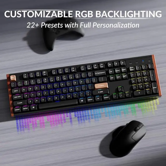 Alt view image 7 of 7 - Keychron K10 HE Full Size Custom Mechanical Gaming Keyboard, Wood Frames with RGB Hot-Swappable Hall Effect Gateron Double-Rail Magnetic Nebula Switch, 2.4 GHz/Bluetooth/Wired - Carbon Black