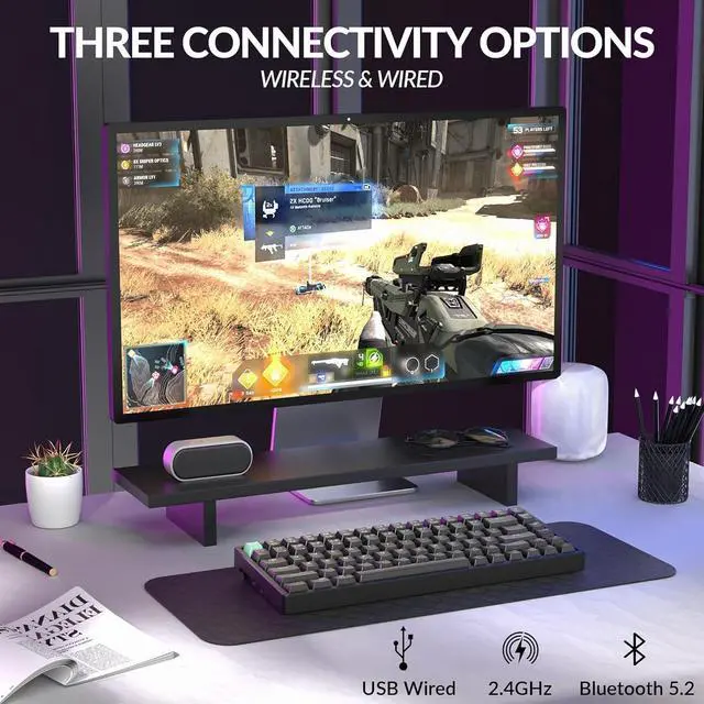 Alt view image 2 of 7 - Keychron K2 HE Custom Mechanical Gaming Keyboard, RGB Backlight Aluminum Frames with Hot-Swappable Hall Effect Gateron Double-Rail Magnetic Nebula Switch, 2.4 GHz/Bluetooth/Wired - Standard Version