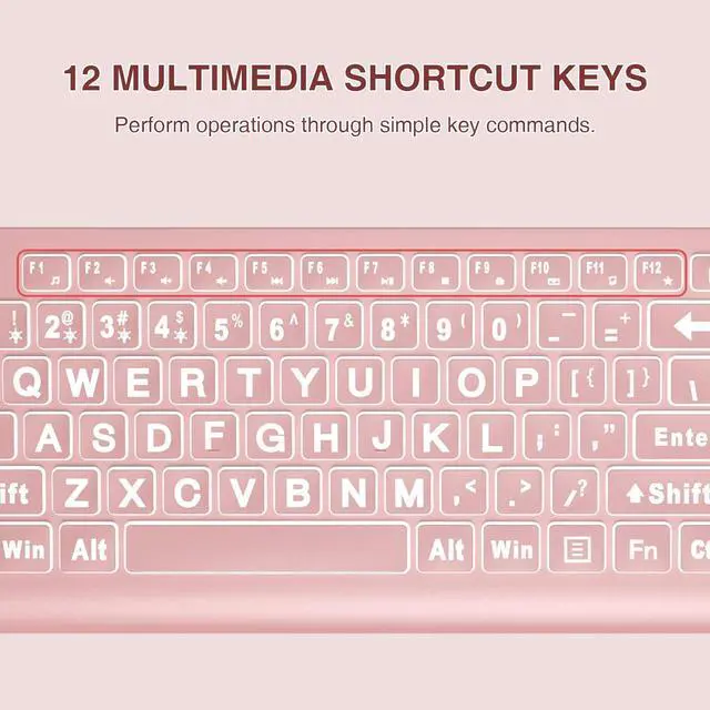 Alt view image 7 of 7 - SABLUTE Large Print Backlit Keyboard, Wired USB Lighted Computer Keyboards with 7-Color & 4 Modes Backlit, Oversize Letters Keys Easy to See and Type, Quiet Keyboard Compatible for PC, Laptop -Pink