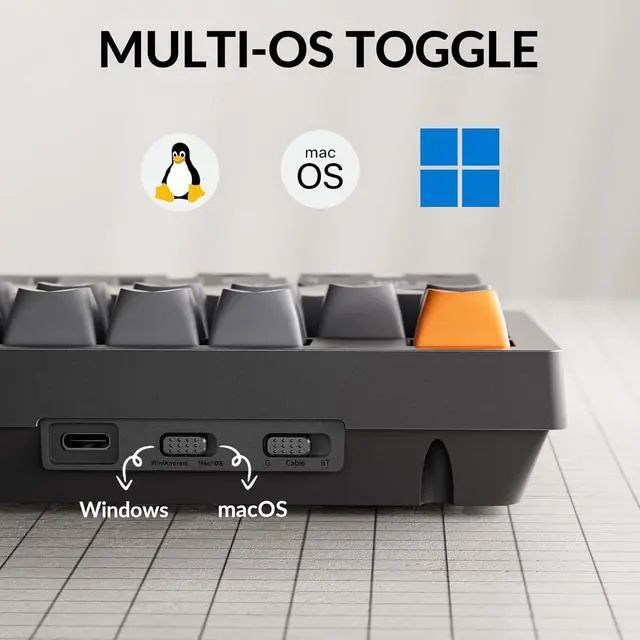 Alt view image 5 of 7 - Keychron K10 Max Custom Mechanical Gaming Keyboard, Full Size Programmable Macros, Bluetooth 5.1/2.4 GHz/Wired with White Backlight PBT Keycap Keychron Super Banana Switch for Win/Mac/Linux