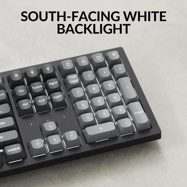 Alt view image 6 of 7 - Keychron K10 Max Custom Mechanical Gaming Keyboard, Full Size Programmable Macros, Bluetooth 5.1/2.4 GHz/Wired with White Backlight PBT Keycap Keychron Super Banana Switch for Win/Mac/Linux