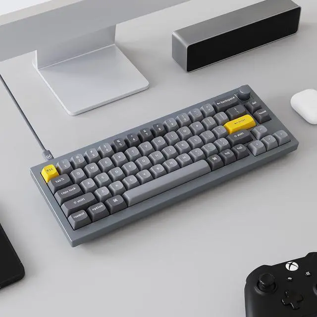 Alt view image 7 of 7 - Keychron Q2 Wired Custom Mechanical Keyboard Knob Version, 65% Layout QMK/VIA Programmable Macro with Hot-swappable Gateron G Pro Blue Switch Double Gasket Compatible with Mac Windows Linux (Grey)