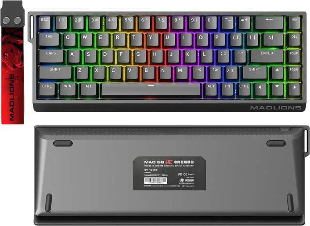 Alt view image 3 of 7 - MADLIONS MAD68 HE Rapid Trigger Magnetic Switch Gaming Keyboard,65% RGB Adjustable Actuation Hall Effect Hyper-Fast 8K Polling Rate PBT Keycaps Hot Swap Mechanical Keyboard for PC/Mac Gamer(Black)