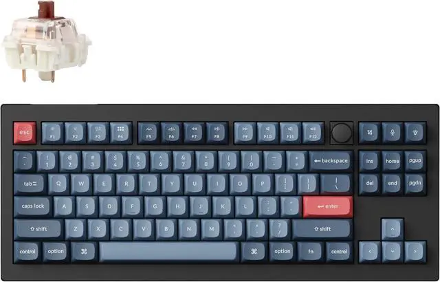 Main image of Keychron V3 Max Wireless Custom Knob Mechanical Keyboard, QMK/VIA Programmable 80% Layout Bluetooth 5.1/2.4 GHz/Wired RGB with Hot-swappable Gateron Jupiter Brown Switch Compatible with Mac Windows