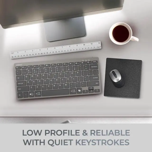 Alt view image 5 of 7 - Adesso EasyTouch 7000 Multi OS Multi-Device Bluetooth Scissor Switch Keyboard with Copilot AI Hotkey - Wireless, Rechargeable, Quiet Keystrokes WKB-7000BB