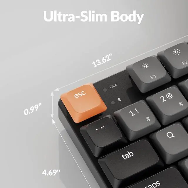 Alt view image 5 of 7 - Keychron New K1 Ultra-Slim Wireless Bluetooth/Wired Mechanical Keyboard, TKL Layout, White LED Backlight, Keychron Low-Profile Mechanical Banana Switch for Mac/Windows/Linux(Version 6)