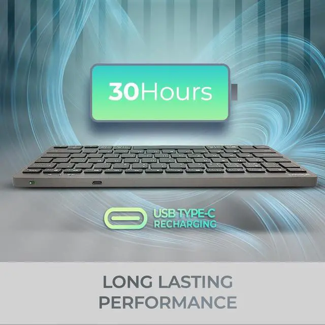 Alt view image 6 of 7 - Adesso EasyTouch 7000 Multi OS Multi-Device Bluetooth Scissor Switch Keyboard with Copilot AI Hotkey - Wireless, Rechargeable, Quiet Keystrokes WKB-7000BB