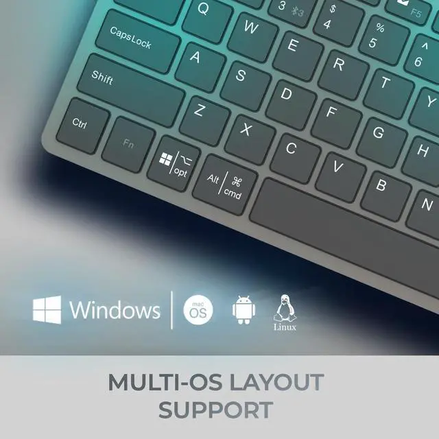Alt view image 7 of 7 - Adesso EasyTouch 7000 Multi OS Multi-Device Bluetooth Scissor Switch Keyboard with Copilot AI Hotkey - Wireless, Rechargeable, Quiet Keystrokes WKB-7000BB