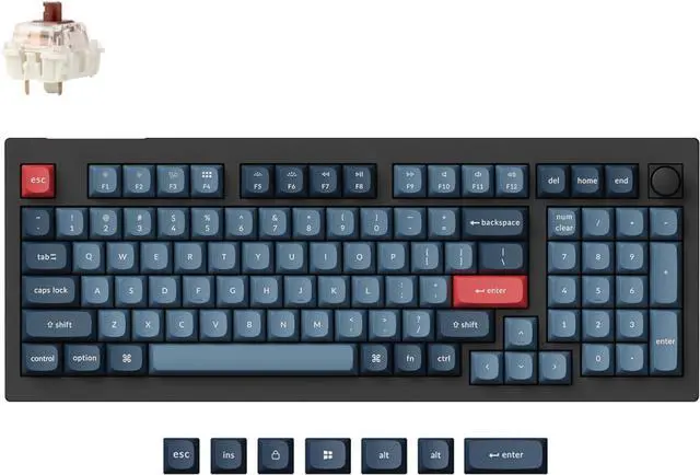 Main image of Keychron V5 Max Wireless Custom Knob Mechanical Keyboard, QMK/VIA Programmable 96% Layout Bluetooth 5.1/2.4 GHz/Wired RGB with Hot-swappable Gateron Jupiter Brown Switch Compatible with Mac Windows
