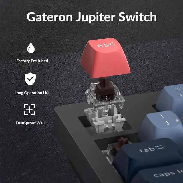 Alt view image 6 of 7 - Keychron V5 Max Wireless Custom Knob Mechanical Keyboard, QMK/VIA Programmable 96% Layout Bluetooth 5.1/2.4 GHz/Wired RGB with Hot-swappable Gateron Jupiter Brown Switch Compatible with Mac Windows