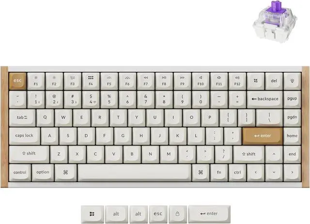 Main image of Keychron K2 HE Rapid Trigger Wireless Custom Mechanical Keyboard with Hall Effect Gateron Double-Rail Magnetic Switch, 2.4 GHz QMK Bluetooth 5.2 RGB Compatible with Mac Windows Linux (Aluminum + Wood)