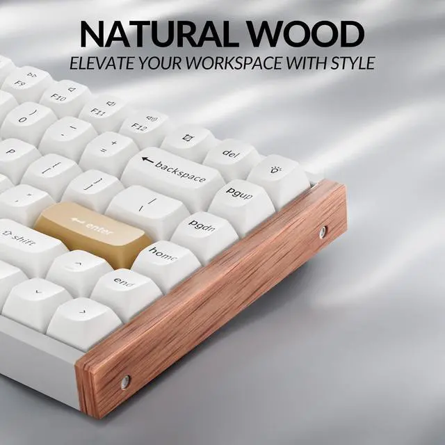 Alt view image 3 of 7 - Keychron K2 HE Rapid Trigger Wireless Custom Mechanical Keyboard with Hall Effect Gateron Double-Rail Magnetic Switch, 2.4 GHz QMK Bluetooth 5.2 RGB Compatible with Mac Windows Linux (Aluminum + Wood)