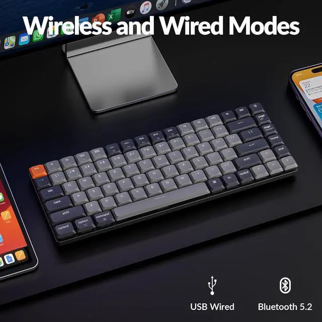 Alt view image 3 of 7 - Keychron New K3 Ultra-Slim Wireless Bluetooth/Wired Mechanical Keyboard, White LED Backlight, Keychron Low-Profle 2.0 Mechanical Banana Switch for Mac/Windows/Linux(Version 3)