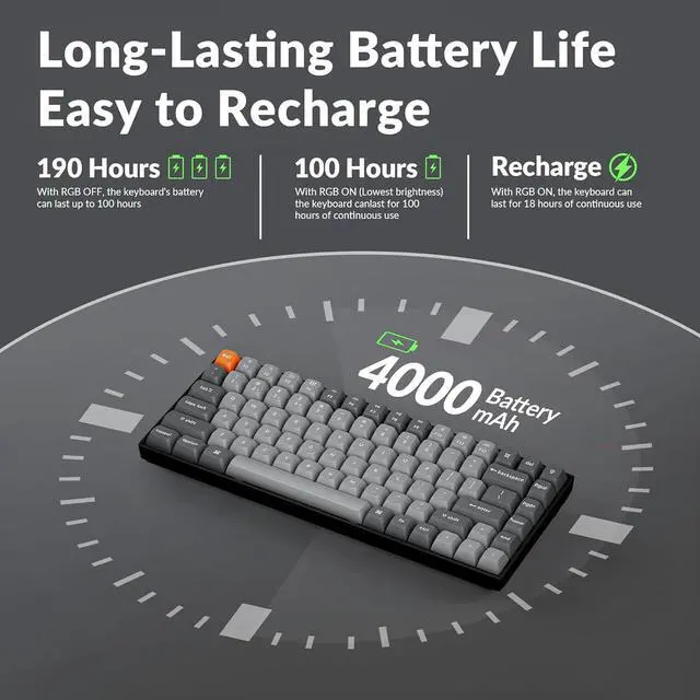 Alt view image 2 of 6 - Keychron K2 Max Custom Mechanical Keyboard, QMK/VIA Programmable 75% Layout, Bluetooth 5.1/2.4 GHz/Wired with White Backlight Keychron Super Brown Switch for Mac Windows Linux