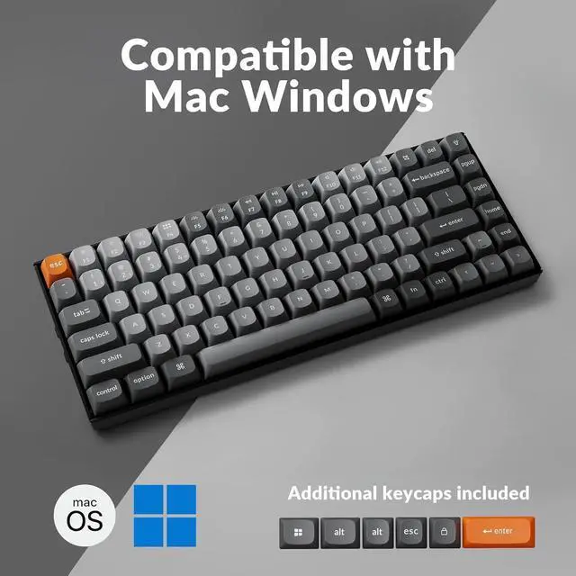 Alt view image 3 of 6 - Keychron K2 Max Custom Mechanical Keyboard, QMK/VIA Programmable 75% Layout, Bluetooth 5.1/2.4 GHz/Wired with White Backlight Keychron Super Brown Switch for Mac Windows Linux