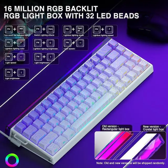 Alt view image 3 of 7 - AULA HERO 68 HE 60% Gaming Keyboard Wired, Hall Effect Magnetic Switch Keyboard with Adjustable Actuation, Rapid Trigger Mode, 8K Hz Polling Rate, 0.125ms Latency,Side Printed PBT Keycaps, RGB Backlit